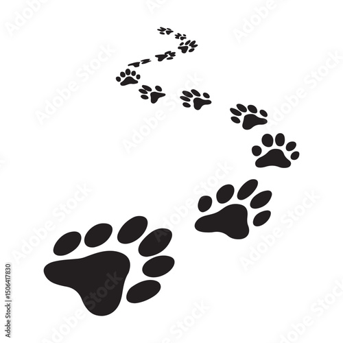 Seamless black dog paw print vector illustration