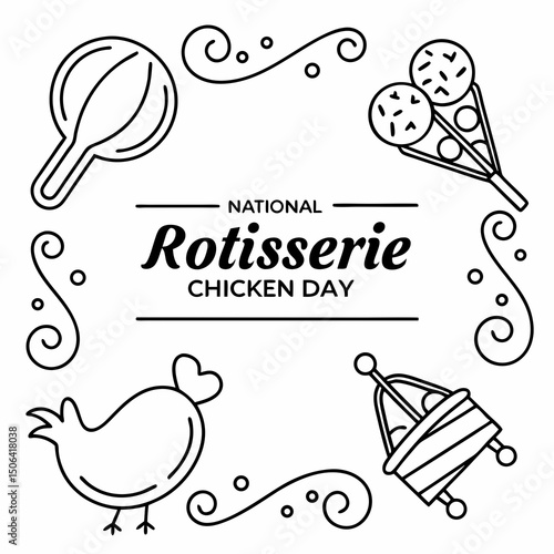 NATIONAL ROTISSERIE CHICKEN DAY vector illustration