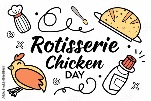 NATIONAL ROTISSERIE CHICKEN DAY vector illustration