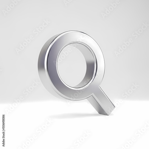 Silver Magnifying Glass Icon on White Background - Search Concept