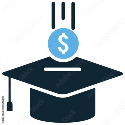 Tuition icon vector for education cost, school fee, and academic charge. Ideal for financial aid, class enrollment, and learning budget illustration in educational finance theme.