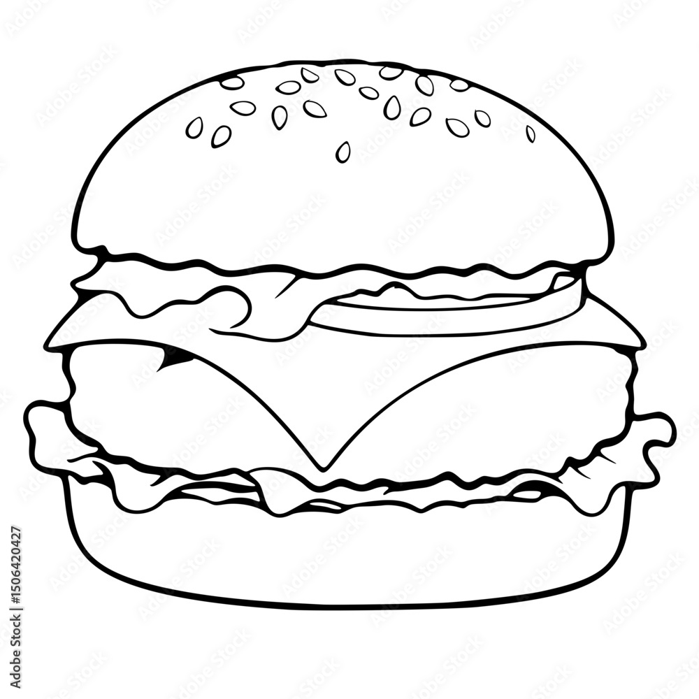 burger vector icon, outline edition burger vector icon, outline edition
