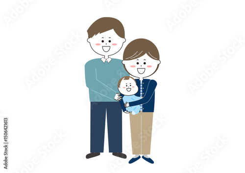 赤ちゃんのいる3人家族