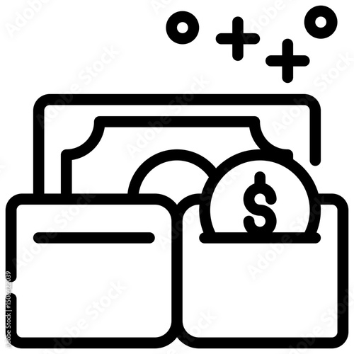 wallet money coin salary simple line icon