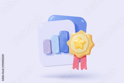 3d statistic graph icon for investment diagram report. creative solution concept on pastel background. Goal for business, bank, finance. 3d analysis investment graph vector icon render illustration
