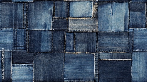 Detailed denim pattern with visible threads, perfect for texture overlays, material mockups, and rugged textile compositions.