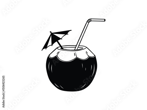 young coconut for summer drinks isolated with white background 

