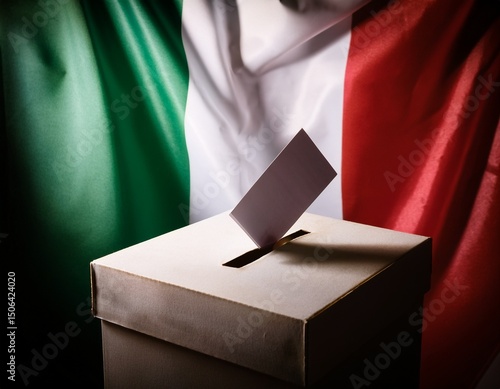 a ballot box with italian flag background