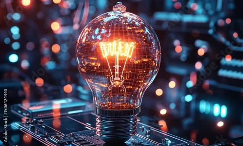 Futuristic city light bulb illustration