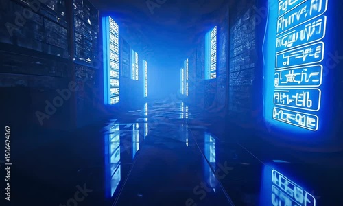 Futuristic blue corridor