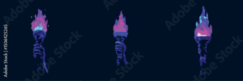 Flame Torch Illustration Set with Glowing Light in Symbolic Vector Style best for rally posters, icons of hope, and patriotic designs