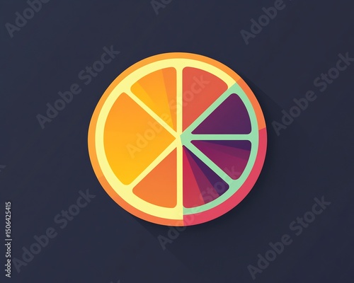 A vibrant fruit inspired chart half orange and half uniquely shaded segments modern data graphic on