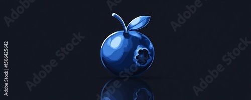A vibrant blue blueberry embodying fresh summer sweetness against a dark reflective surface Digital
