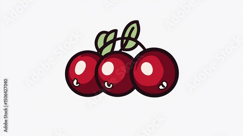 Three bright red cherries with cute winking smiles a delightful cartoon graphic with crisp outlines
