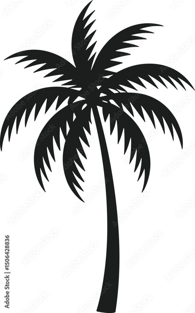 Fototapeta premium Tropical Palm Tree Silhouette Vector for Summer and Beach Design Concepts