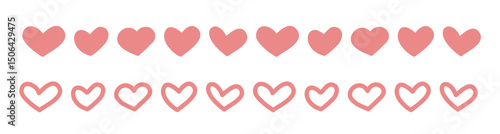 Decorative border of hearts in two styles