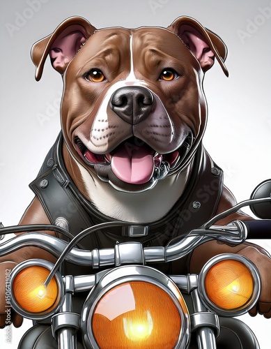 american staffordshire terrier on a motorcycle cartoon 