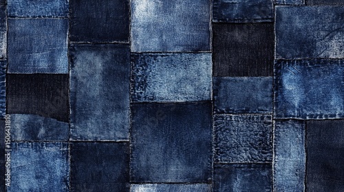 Classic denim texture background image in blue tones, ideal for fashion design, textile patterns, and clothing-related visuals.