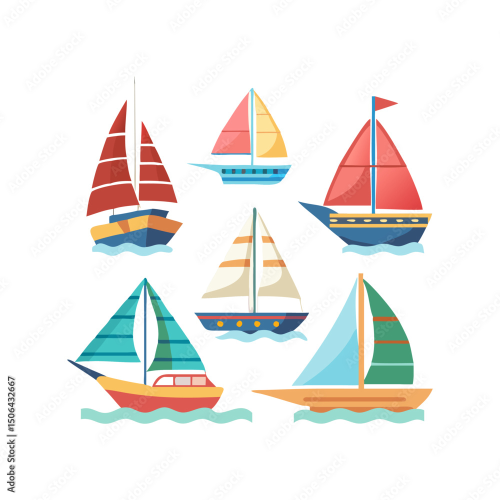 Fototapeta premium Collection of Colorful Sailboats
