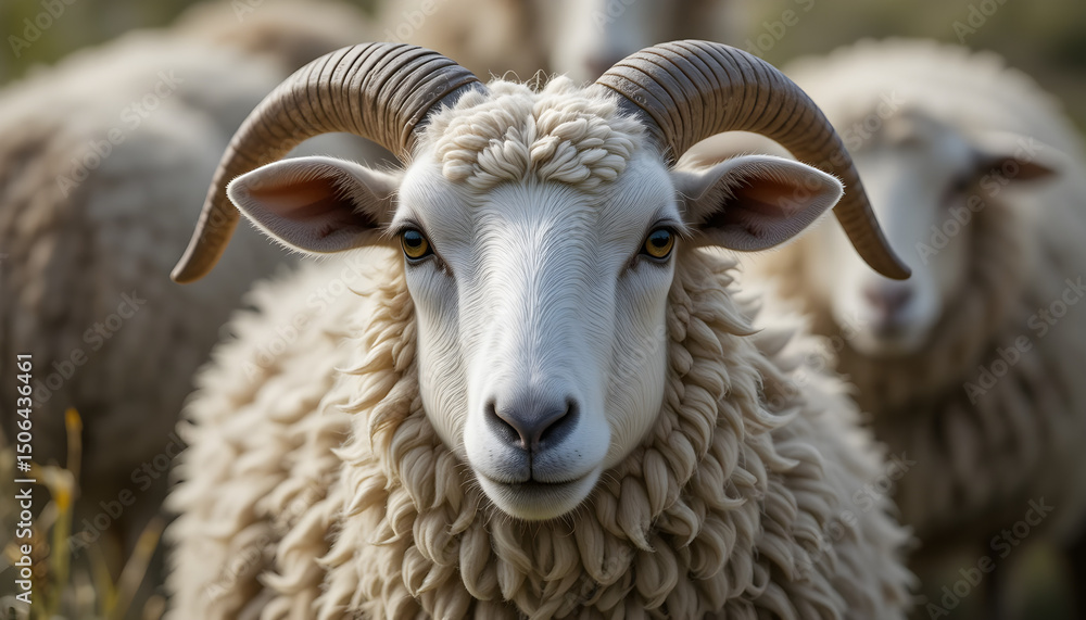 Fototapeta premium Merino sheep looking at the camera