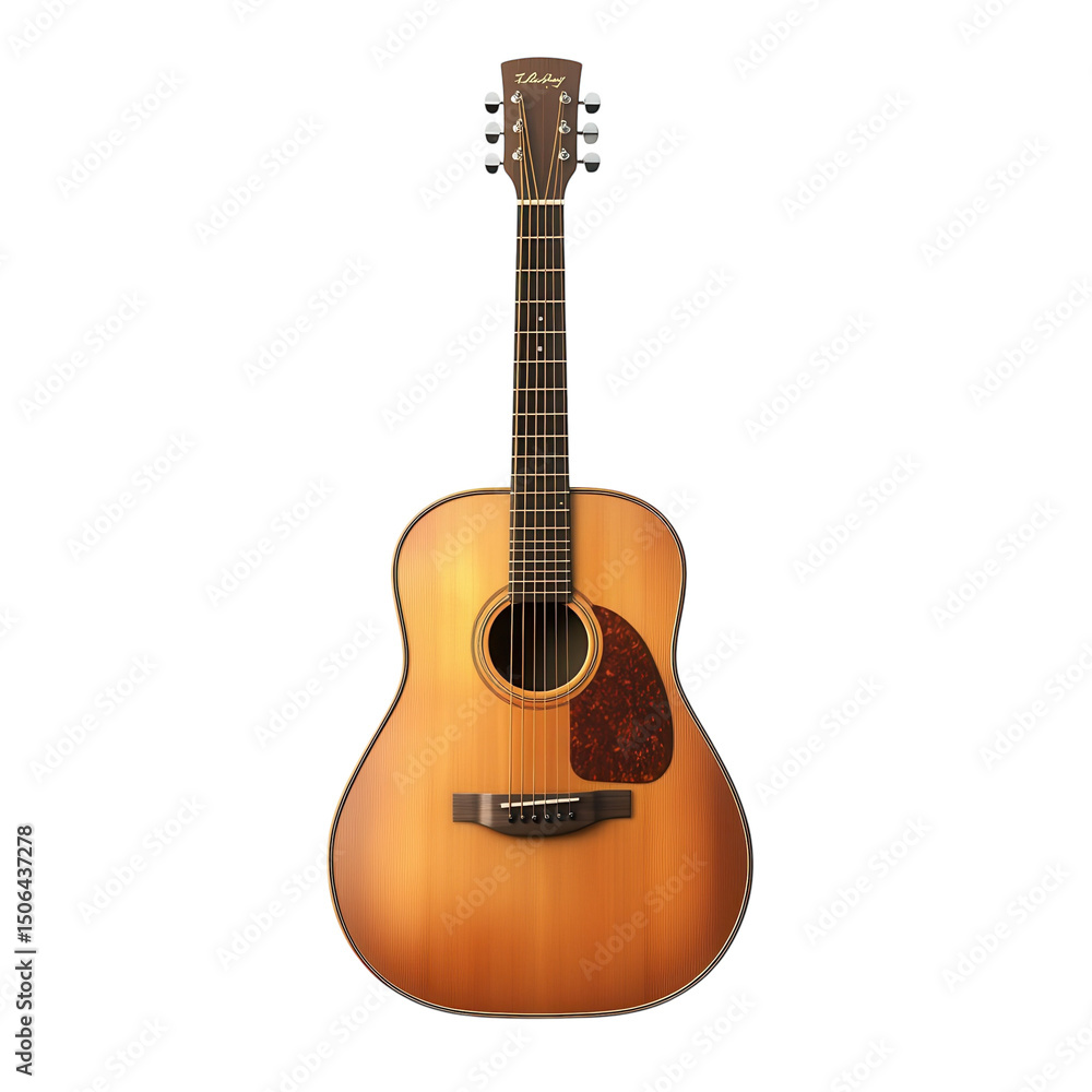Obraz premium Evocative acoustic guitar inviting you to unleash musical passion on transparent background with
