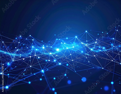 Abstract blue glowing network connection.  Perfect for technology, communication, or digital backgrounds.