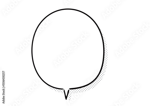 手描き風のふきだし　単品　白塗りドット影付き