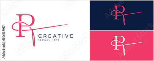 PT  initial letter monogram business circle logo design vector template