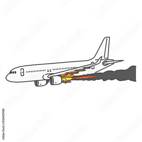 イラスト素材:エンジンファイア！国内線旅客機の緊急事態