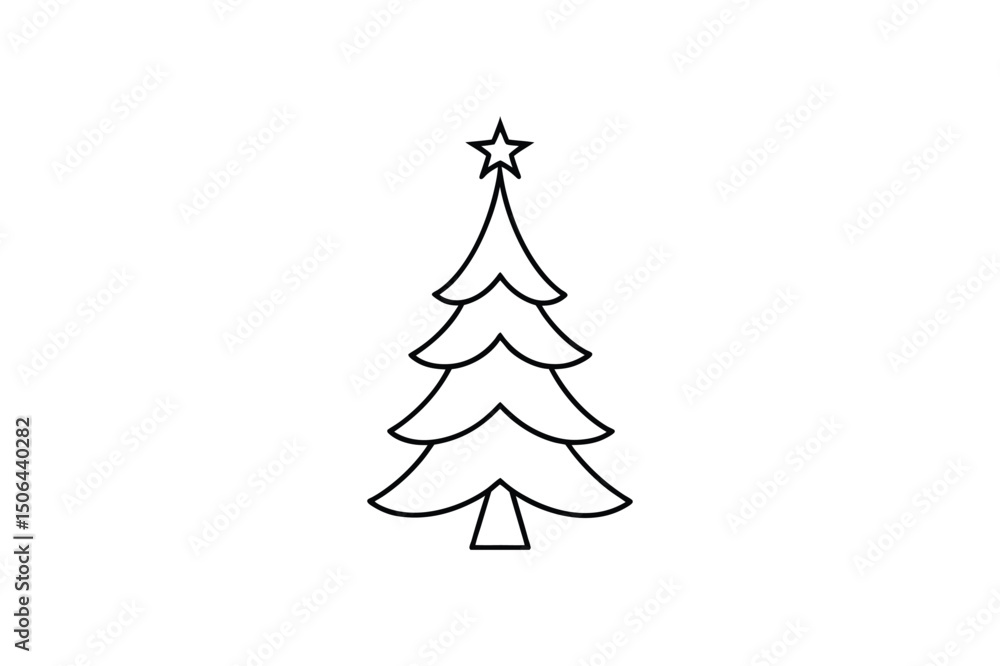 Fototapeta premium Christmas tree line art vector