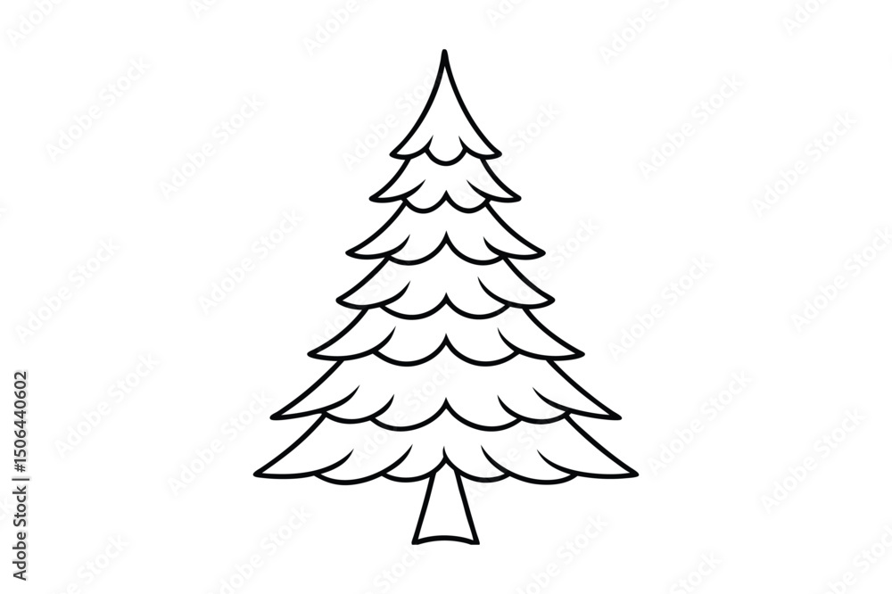 Fototapeta premium Christmas tree line art vector