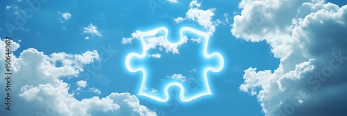 Puzzle Piece in the Sky A Glowing Vision of Connectivity Solution Unity and Hope in a Dreamy