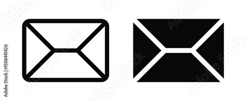 set of Mail icon vector, Mail, message, envelope, newsletter icon isolated on white background. 郵便, メールアイコン,	
