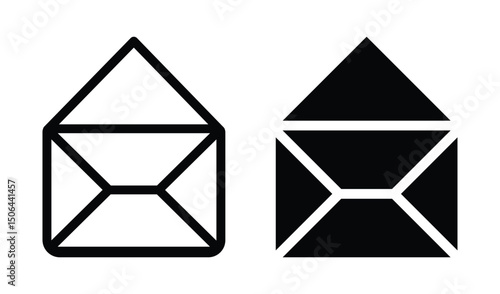A set of mail icons. Mail, message, envelope newsletter symbol. 郵便, メールアイコン, 郵件,	