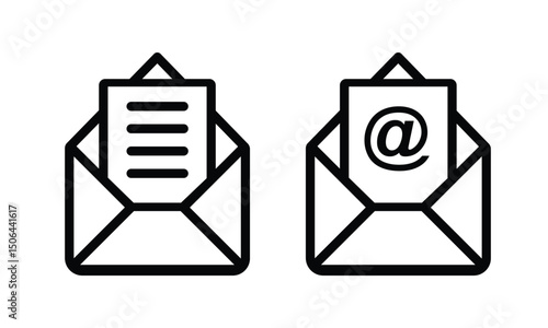 Set of mail icons on white background illustration vector. Mail, message, envelope symbol	
