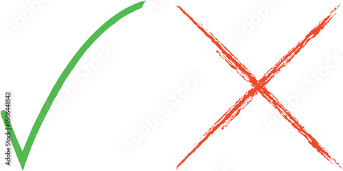 Decision Icon: A vibrant green checkmark and a striking red X icon against a neutral background, representing contrasting choices of agreement and disapproval.