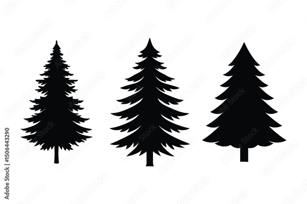 Obraz premium Christmas tree silhouette vector bundle, Christmas tree silhouette 