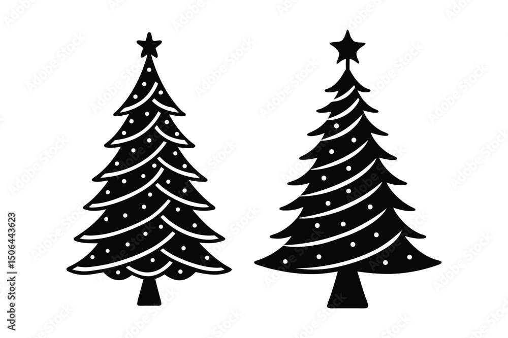 Fototapeta premium Christmas tree silhouette vector bundle, Christmas tree silhouette 