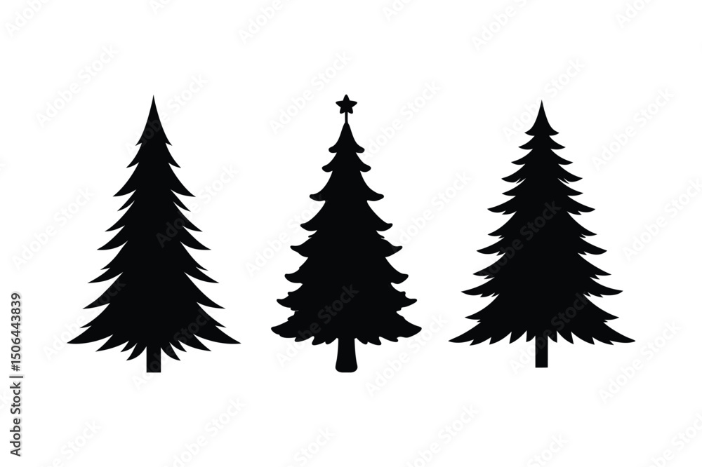 Fototapeta premium Christmas tree silhouette vector bundle, Christmas tree silhouette 