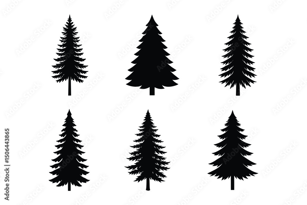 Obraz premium Christmas tree silhouette vector bundle, Christmas tree silhouette 