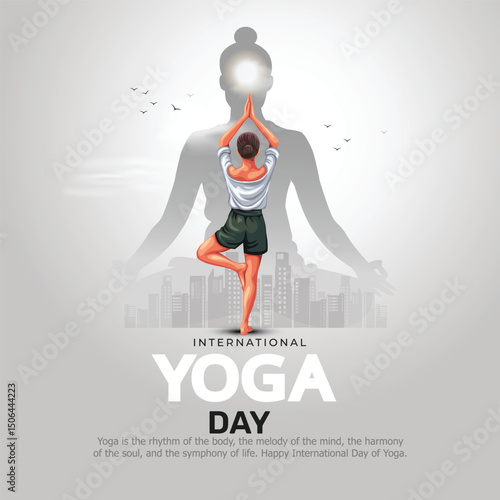 international yoga day. yoga body posture. Woman practicing yoga. vector illustration design