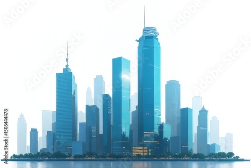 Modern Skyline of Skyscrapers by the River