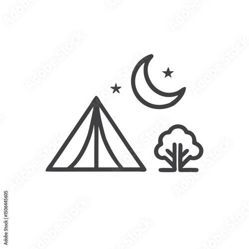Camping Under Stars Icon for Outdoor Adventure Apps, Hiking Guides, Nature Tourism Websites, and Wilderness Activity Planners