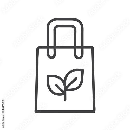 Eco Bag with Leaf Symbol for Sustainable Shopping Websites, Zero Waste Blogs, Environmental Awareness Campaigns and Green Retail Marketing