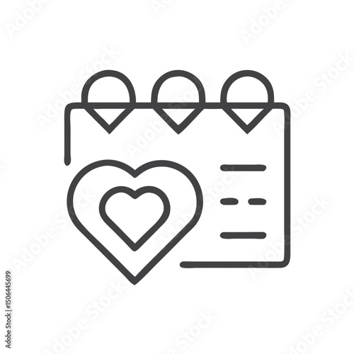 Event Calendar with Heart Icon for Wedding Planners, Anniversary Apps, Special Occasion Websites, Dating Services and Relationship Milestone Tracking