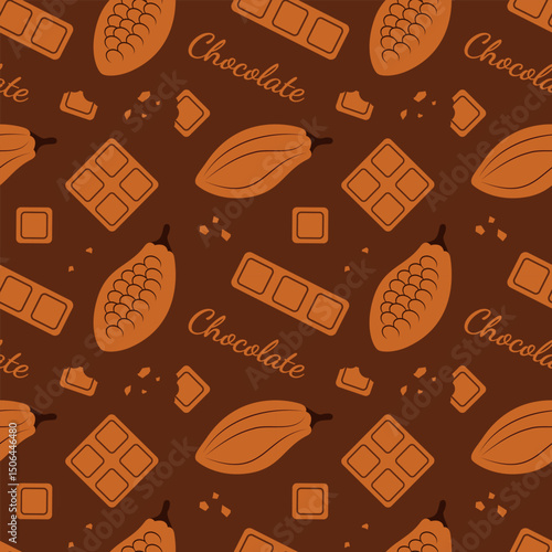 Chocolate Dessert Seamless Pattern Illustration with Melted Sweets and Cakes in Flat Cartoon Style