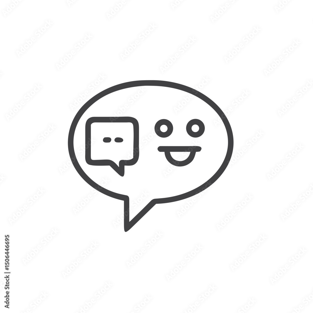 Chat Bubble with Emoji Icon for Messaging Apps, Social Media Design, Website UI Elements and Digital Communication Interfaces Chat Bubble with Emoji Icon for Messaging Apps, Social Media Design, Website UI Elements and Digital Communication Interfaces