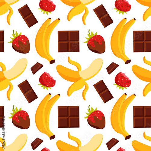 Chocolate Dessert Seamless Pattern Illustration with Melted Sweets and Cakes in Flat Cartoon Style
