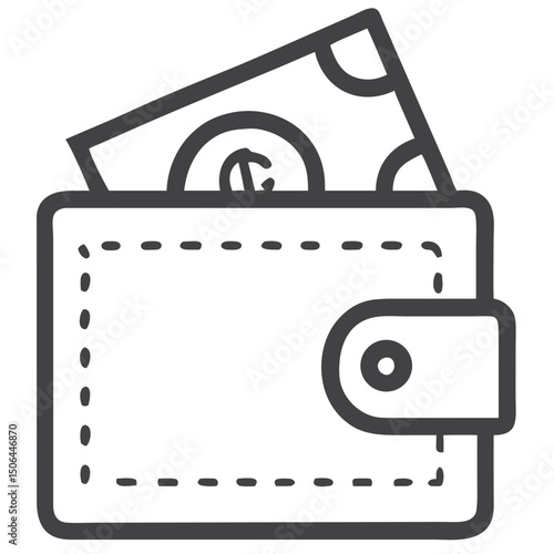 Wallet with Cash Icon for Financial Apps, Banking Websites, E-commerce Platforms, Payment Services, Personal Finance Blogs and Budgeting Tools