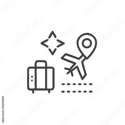 Weekend Getaway Trip Icon with Luggage and Map Pin for Travel Blogs, Tourism Websites, Vacation Planning Apps and Holiday Package Promotions